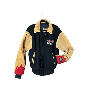 CFR 2005 Black Tan Rodeo Jacket with Red Accents Vintage Melton Suede Canadian M